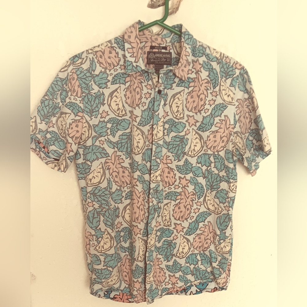 American Rag Reverse material Hawaiian stle shirt Sz M
